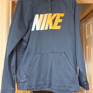 Nike Men's Black Hoodie with Gradient Logo